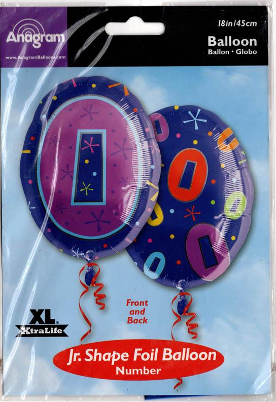 0 (or 1) – Jr. Shape 18″ Foil Balloon, Anagram, NIP