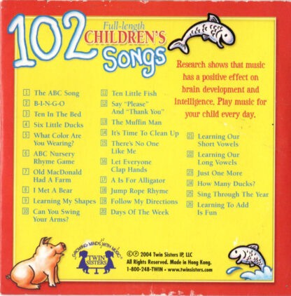 102 Full-Length Children's Songs: Volume One (back)
