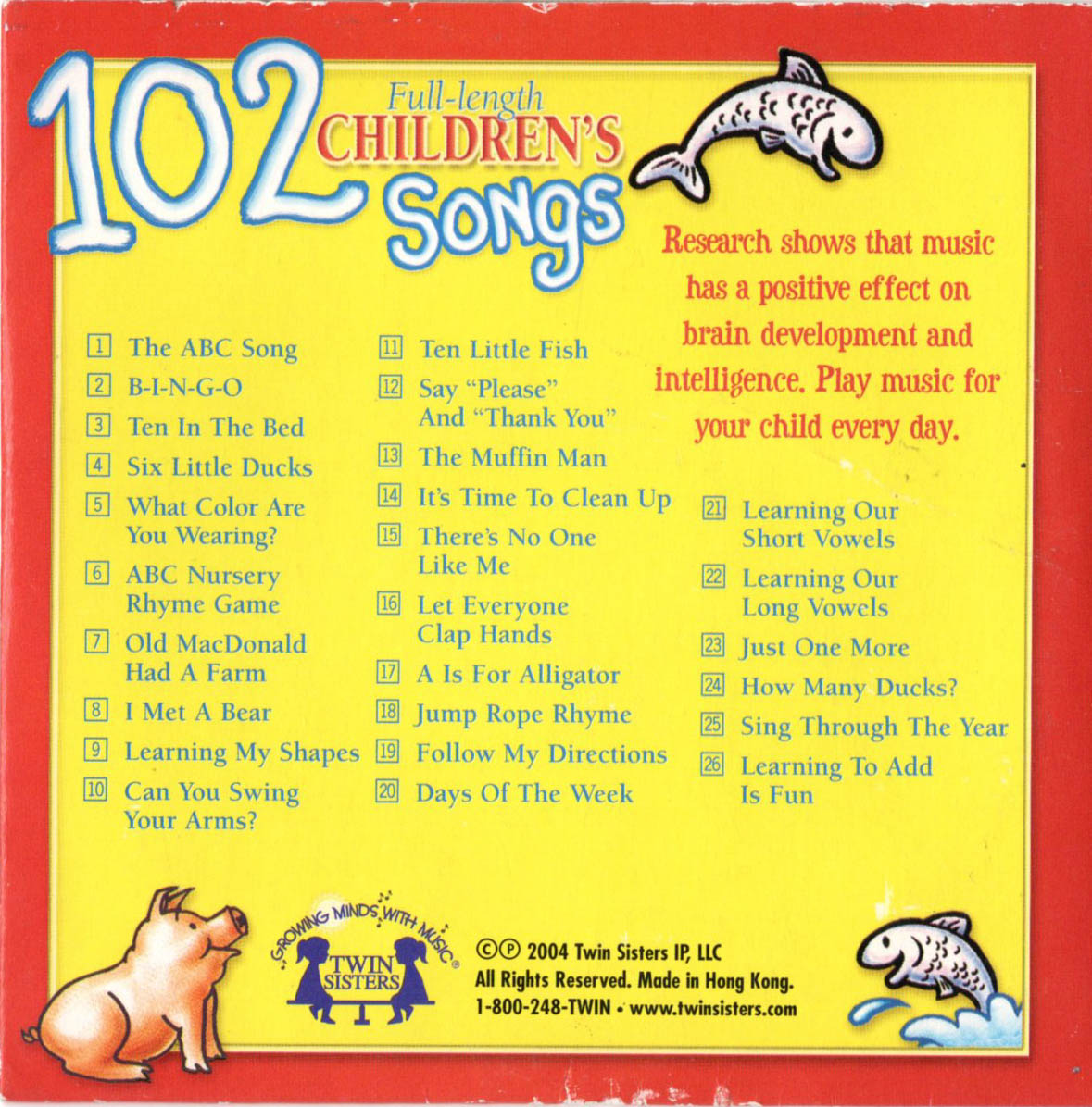 102 FULL-LENGTH CHILDREN'S SONGS: VOL. ONE - Twin Sisters CD