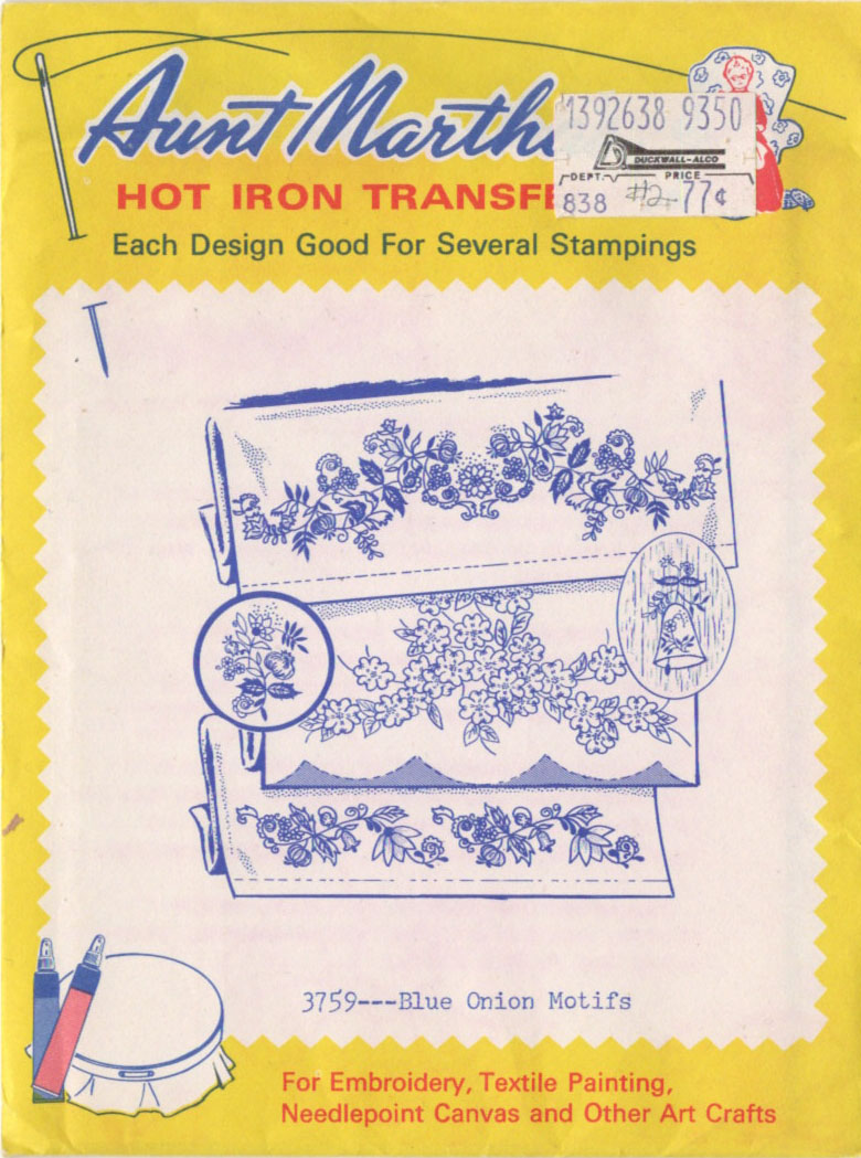 BLUE ONION MOTIFS - Aunt Martha's Hot Iron Transfers 3759