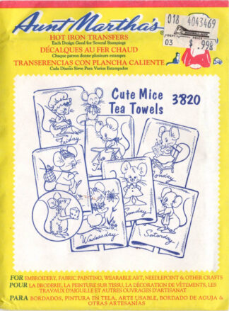 Aunt Martha's Hot Iron Transfers 3820 - Cute Mice Tea Towels