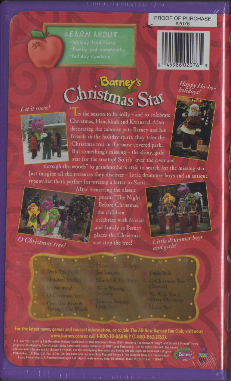 Barneys Christmas Star Newsealed 2002 Vhs 15 Songs