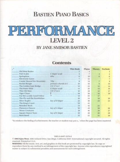 Performance Level 2 (contents)