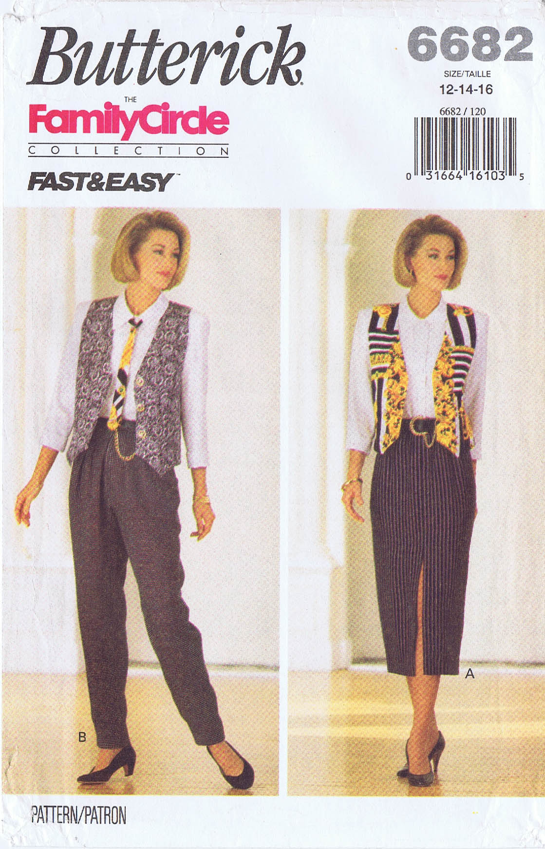 UNCUT Pants Vest Tie Sizes 12-14-16 Misses Fast /& Easy Wardrobe Shirt Vintage 1993 Butterick Pattern 6682 Skirt FF