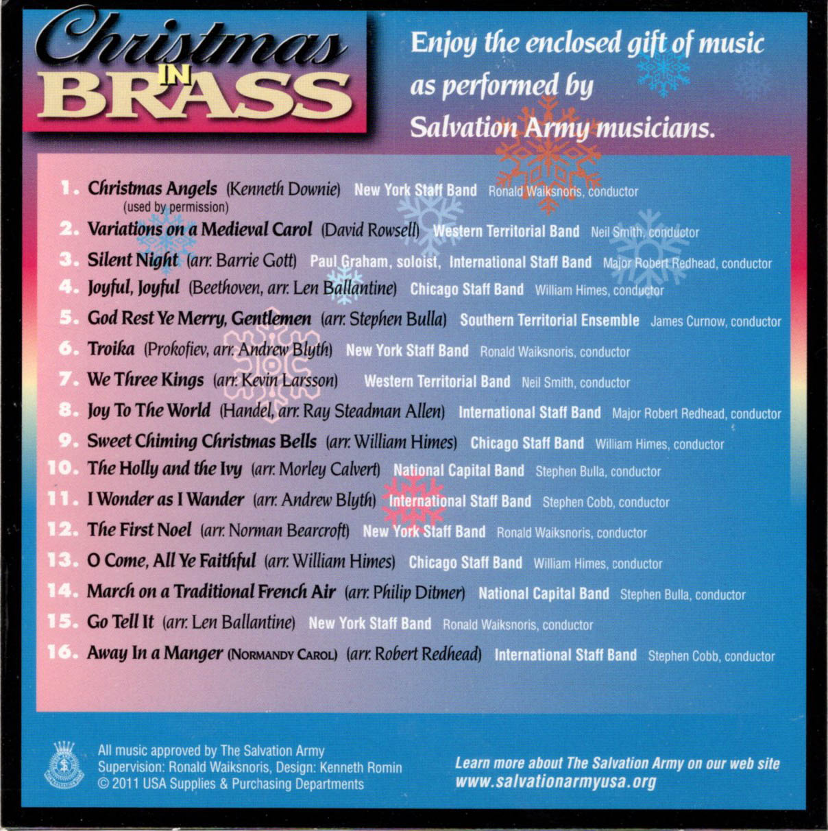 CHRISTMAS IN BRASS The Salvation Army, 2011 CD