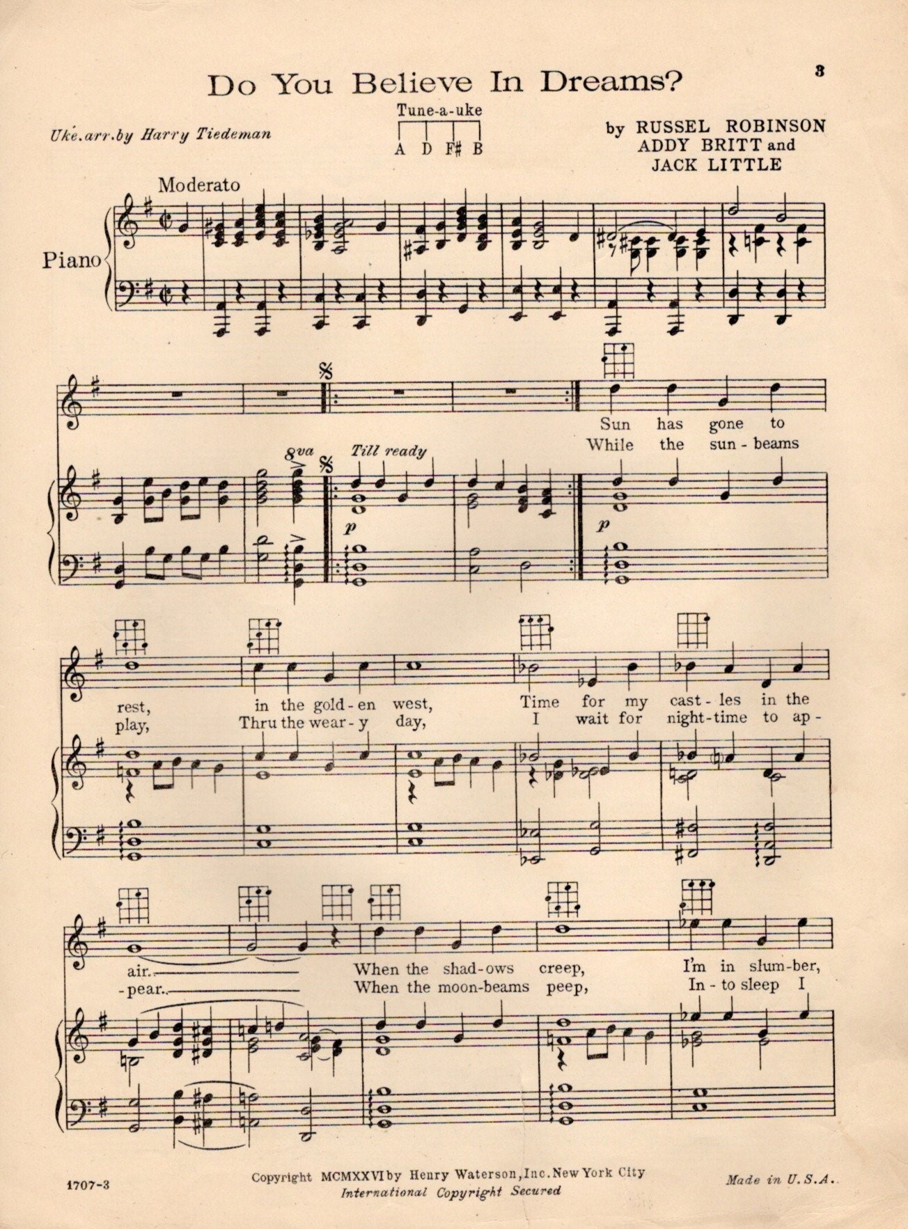 DO YOU BELIEVE IN DREAMS? - Robinson, Britt & Jack Little, 1926