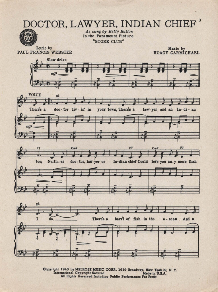 DOCTOR, LAWYER, INDIAN CHIEF Paul Francis ster & Hoagy Carmichael