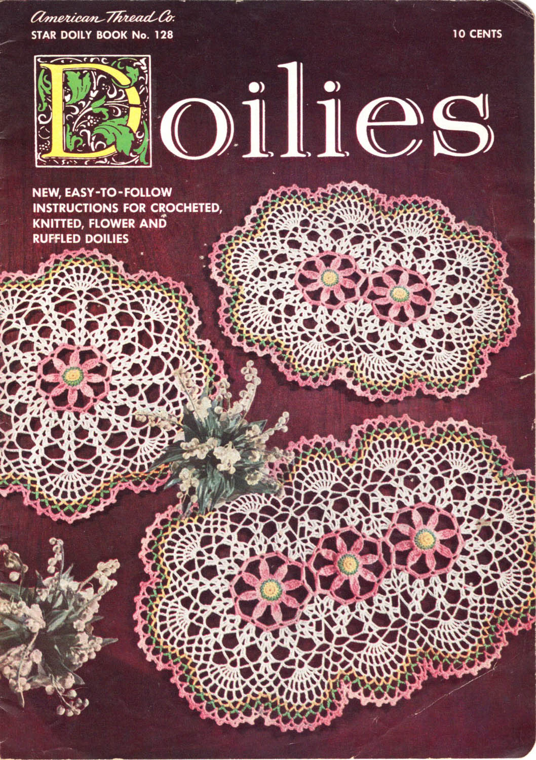 DOILIES American Thread Star Doily Book No. 128, 1956