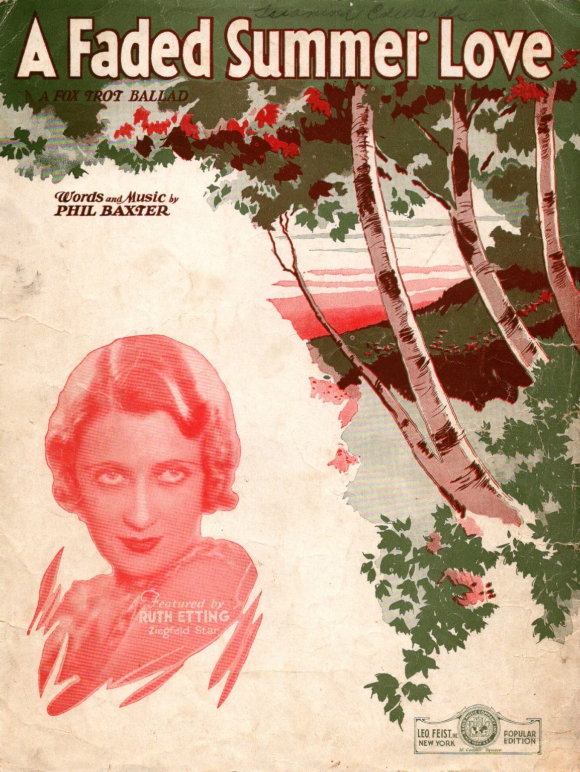 A Faded Summer Love Phil Baxter 1931 Sheet Music 