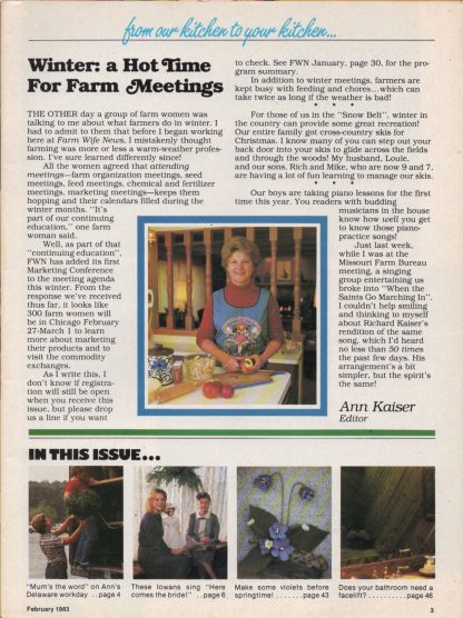 Farm Wife News - February 1983 (contents)