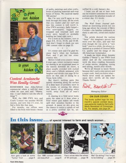 Farm Wife News - January 1981 (contents)