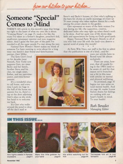 Farm Wife News - November 1982 (contents)