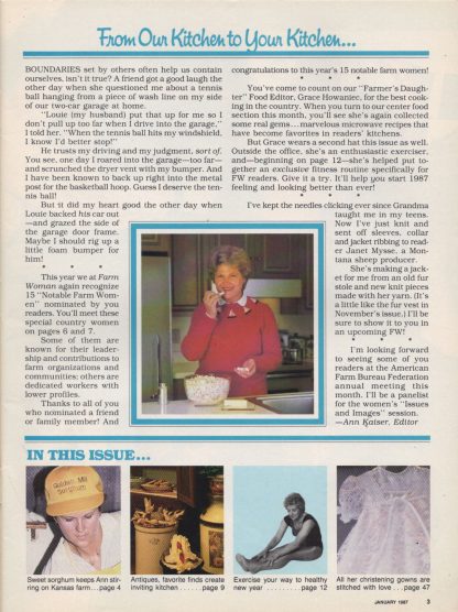 Farm Woman - January 1987 (contents)