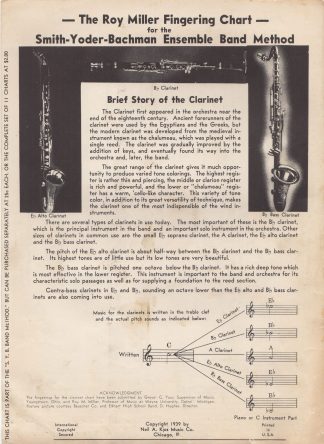 The Roy Miller Fingering Chart for the B flat Clarinet