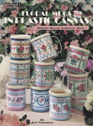 Floral Mugs in Plastic Canvas