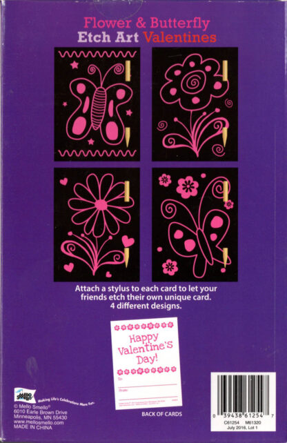 Flower and Butterfly Valentines (back)