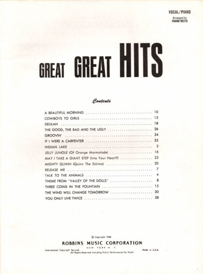 Great Great Hits (contents)