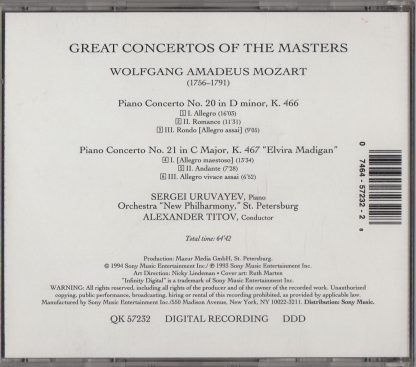 Mozart Piano Concertos Nos. 20 & 21 - back