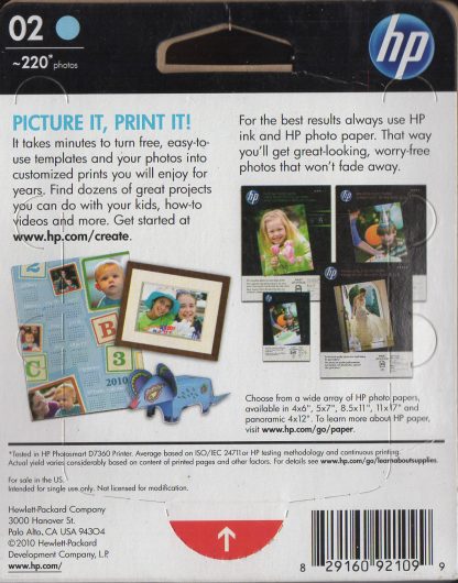 HP 02 Light Cyan (back)