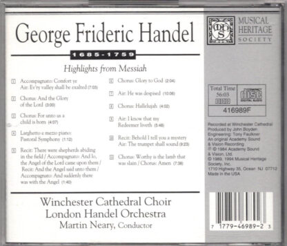 Handel: Highlights from Messiah (back)