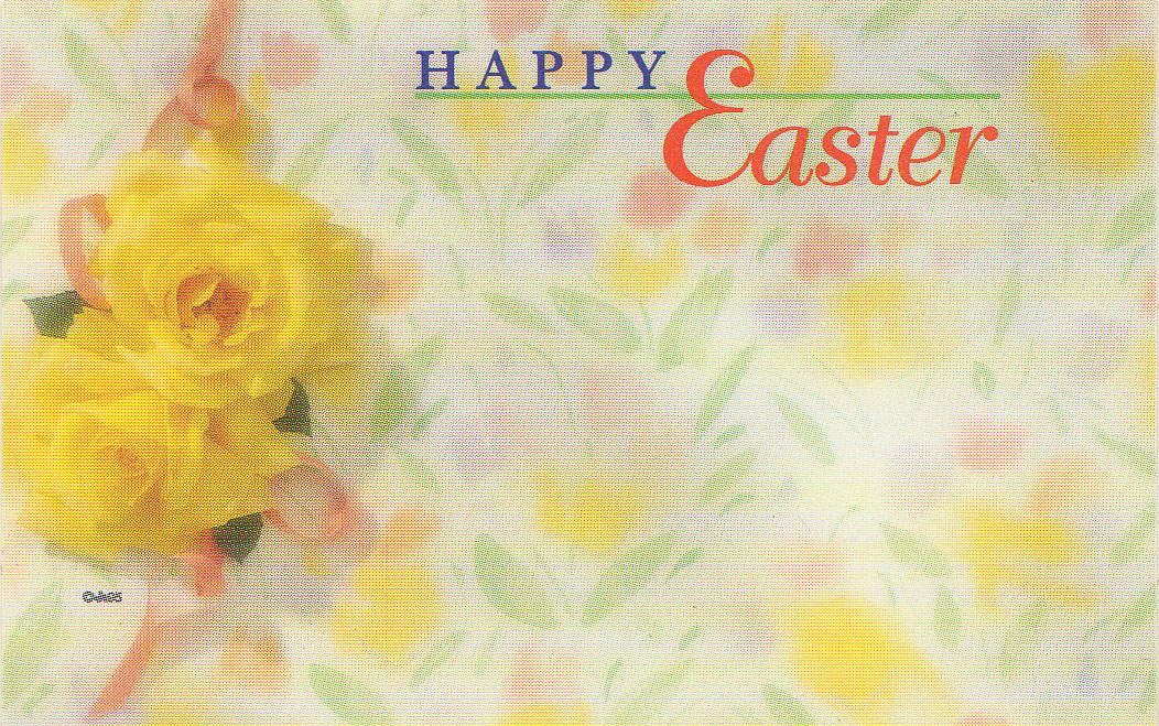 HAPPY EASTER Floral Enclosure Card w/ Yellow Roses
