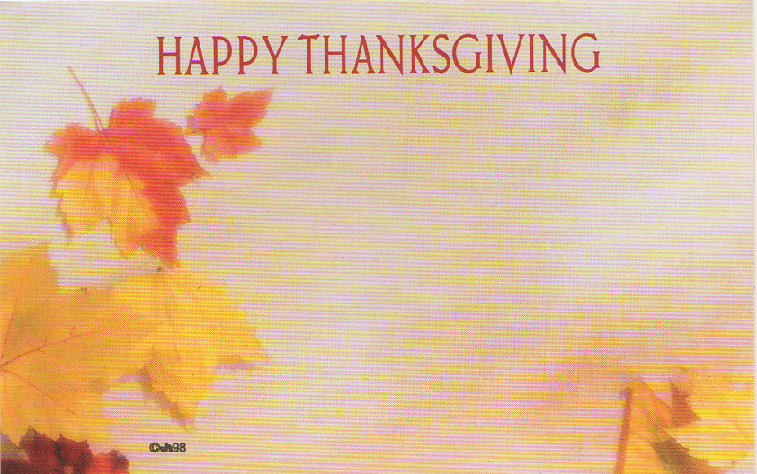 HAPPY THANKSGIVING Floral Enclosure Card w/ Fall Leaves