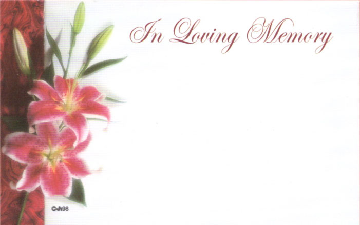IN LOVING MEMORY - Floral Enclosure Card w/ Pink Lilies