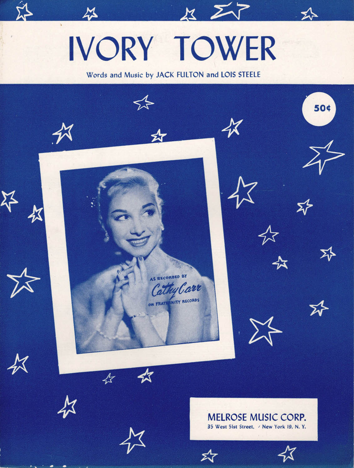 IVORY TOWER Jack Fulton Lois Steele Cathy Carr 1956 Sheet Music