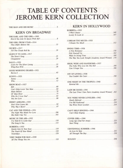 Jerome Kern Collection (contents)