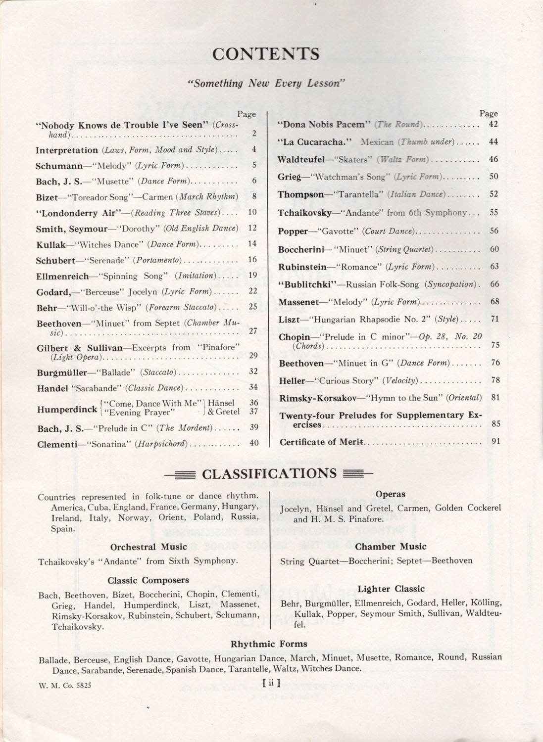 John Thompson's Modern Course for the Piano: The Third Grade Book (contents)