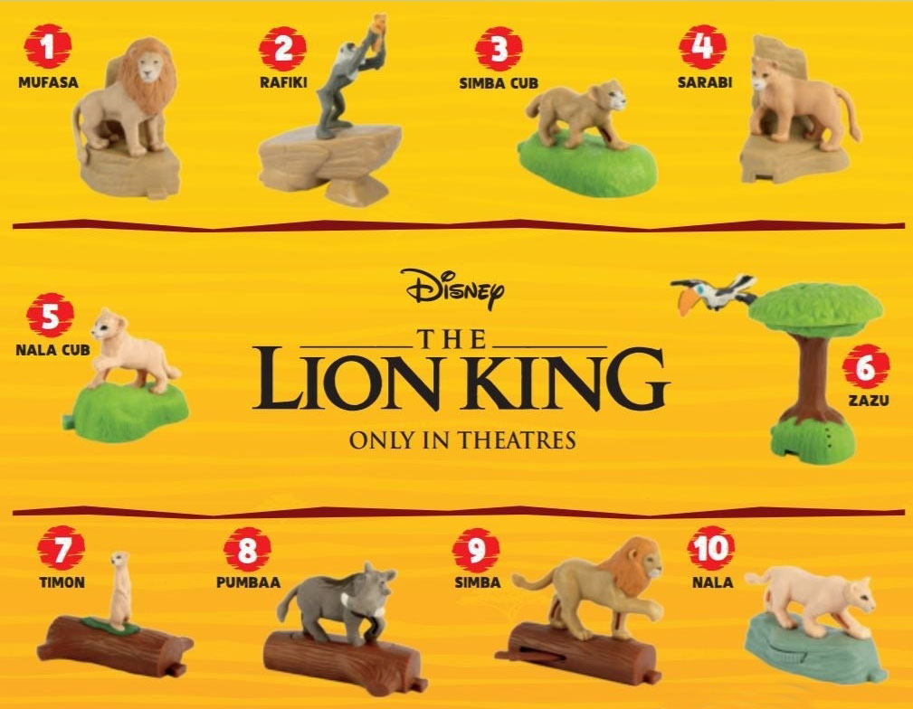 happy meal lion king 2019 toys