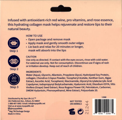 Spa Life Hydrating Collagen Lip Mask (back)
