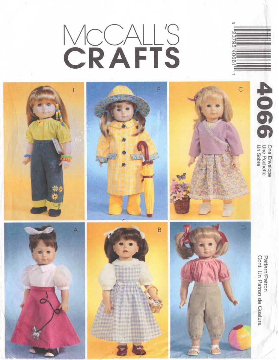 CUTE OUTFITS & COSTUMES FOR 18" DOLLS McCall's 4066