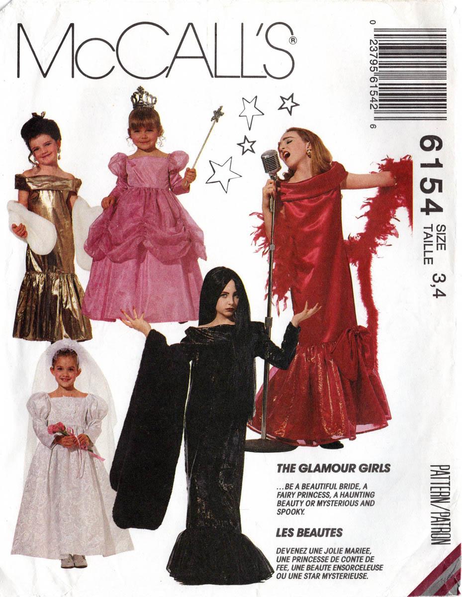 BRIDE, FAIRY PRINCESS, ACRESS, VAMPIRE- McCall's 6154, Girls