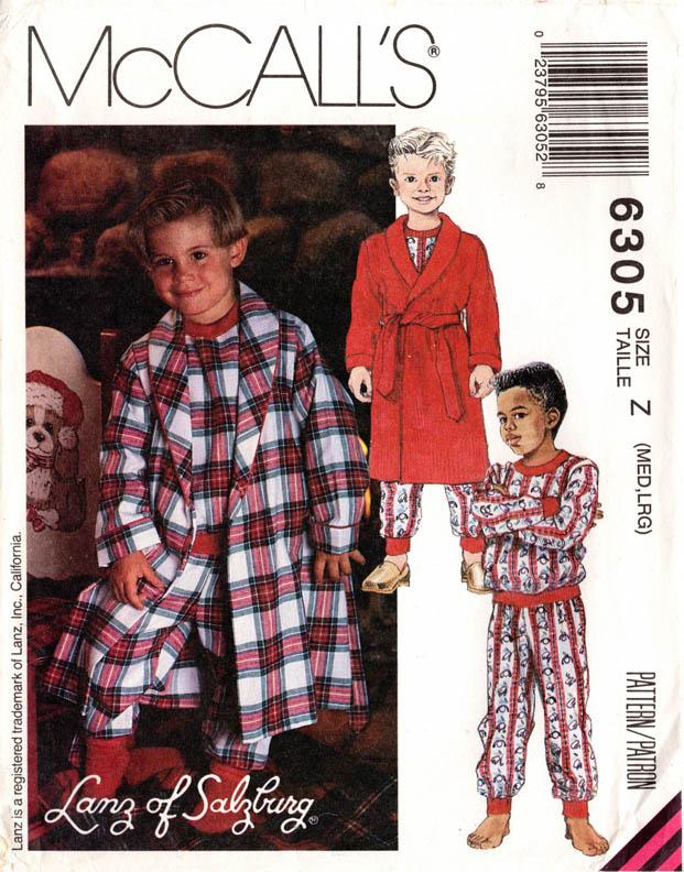 PAJAMAS AND SHAWL COLLAR ROBE – McCall’s 6305, Boys M & L / 5-8