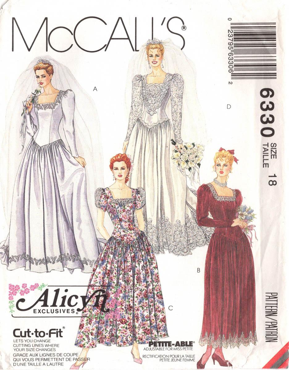 WEDDING DRESSES WITH SQUARE NECKLINE - McCall's 6330 WEDDING DRESSES WITH SQUARE NECKLINE - McCall's 6330