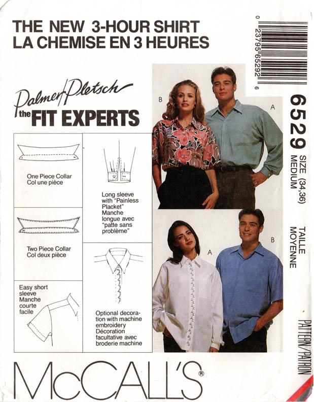 3-HOUR SHIRT WITH PALMER/PLETSCH DETAILS – McCall’s 6529, Adult M or XL