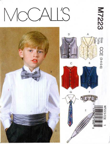 VESTS, TIES & CUMMERBUND – McCall’s 7223, Boy’s 3-6 or 7-12