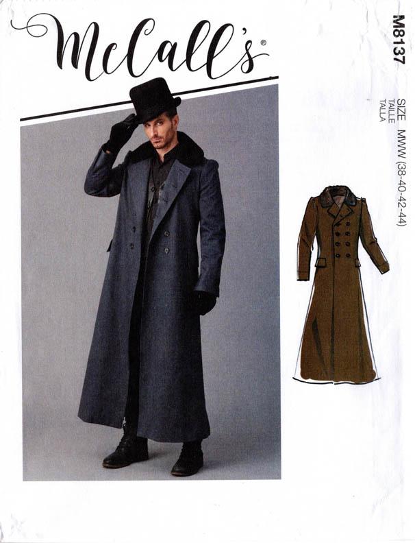 VICTORIAN DOUBLE-BREASTED OVERCOAT – McCall’s 8137, Men’s 38-44 & 46-52