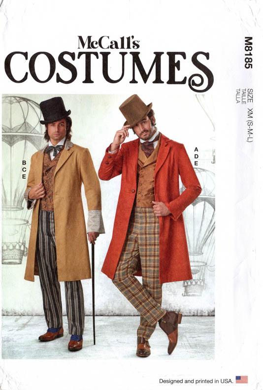 VICTORIAN FROCK COAT, VEST & PANTS – McCall’s 8185, Men’s S-M-L or XL-XXL-XXXL