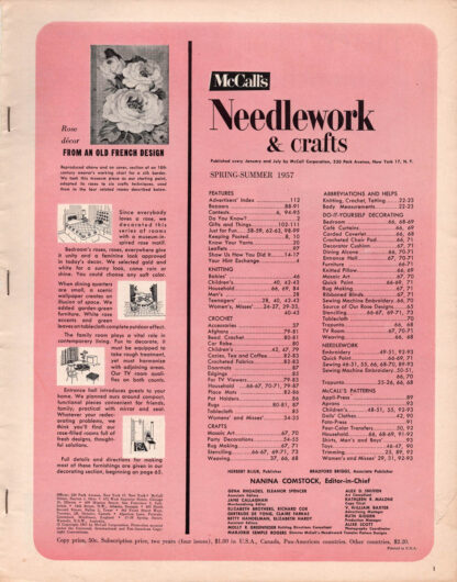 McCall's Needlework & Crafts - Spring-Summer 1957 (contents)