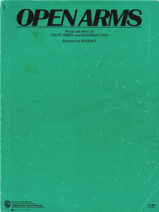OPEN ARMS – Steve Perry & Jonathan Cain, Journey, 1981 Sheet Music