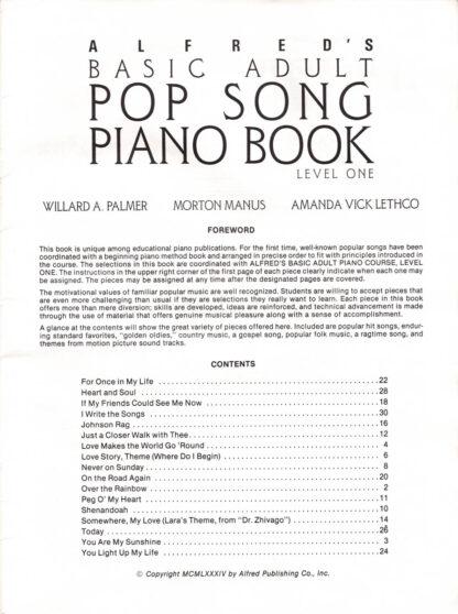Pop Song Piano Book (contents)