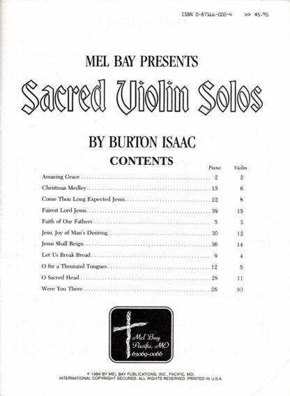 Sacred Violin Solos (contents)