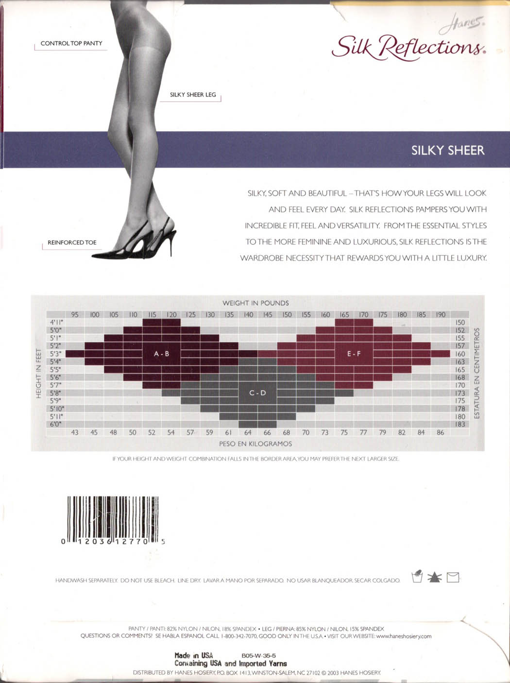 Hanes Womens Silk Reflections Silky Sheer Control Top Sheer Toe 6-Pack, CD  