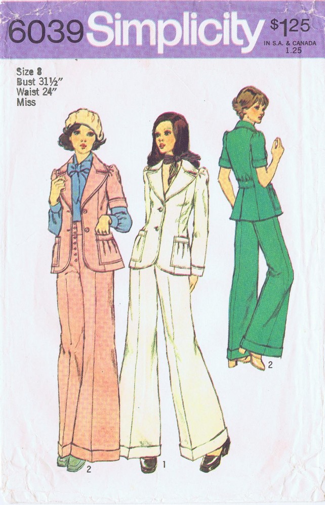 Sewing Pattern for Womens Jacket and Pants, Blazer Jacket, Flared