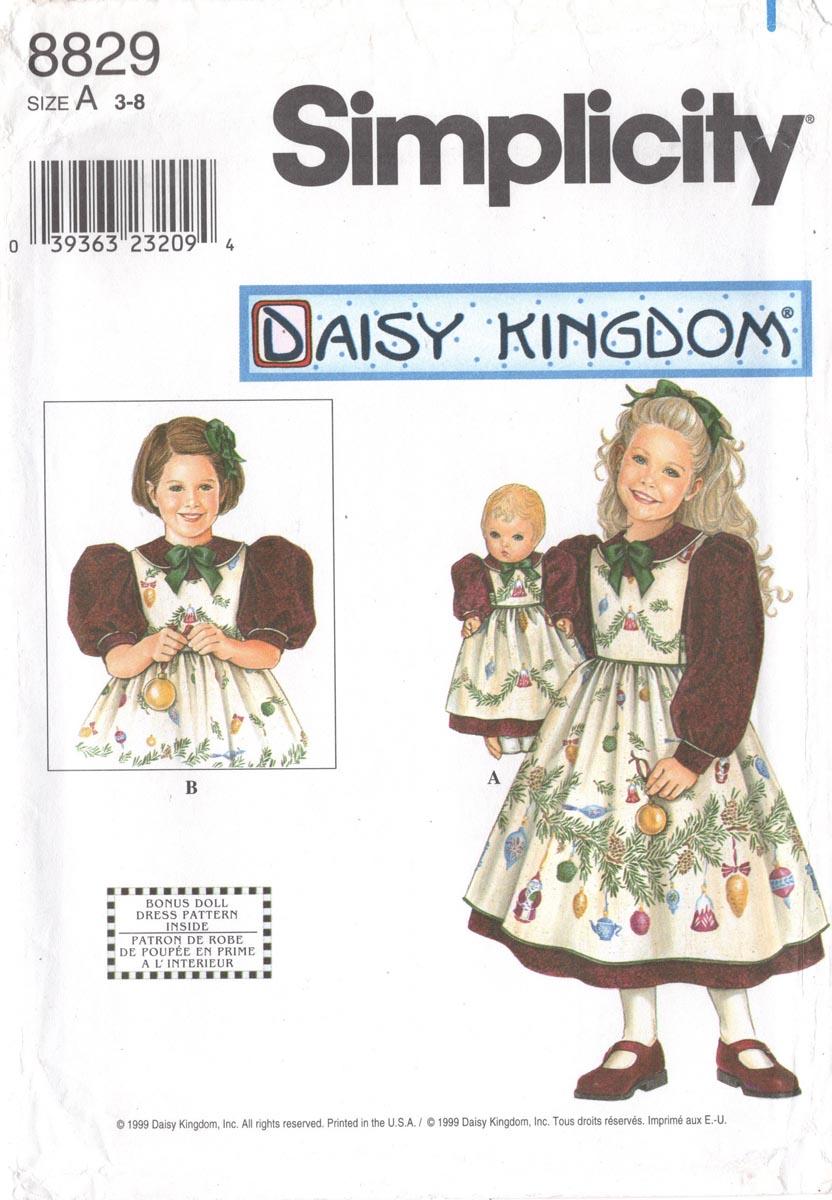 CHRISTMAS DRESS & PINAFORE FOR GIRL & DOLL - Simplicity 8829 CHRISTMAS DRESS & PINAFORE FOR GIRL & DOLL - Simplicity 8829