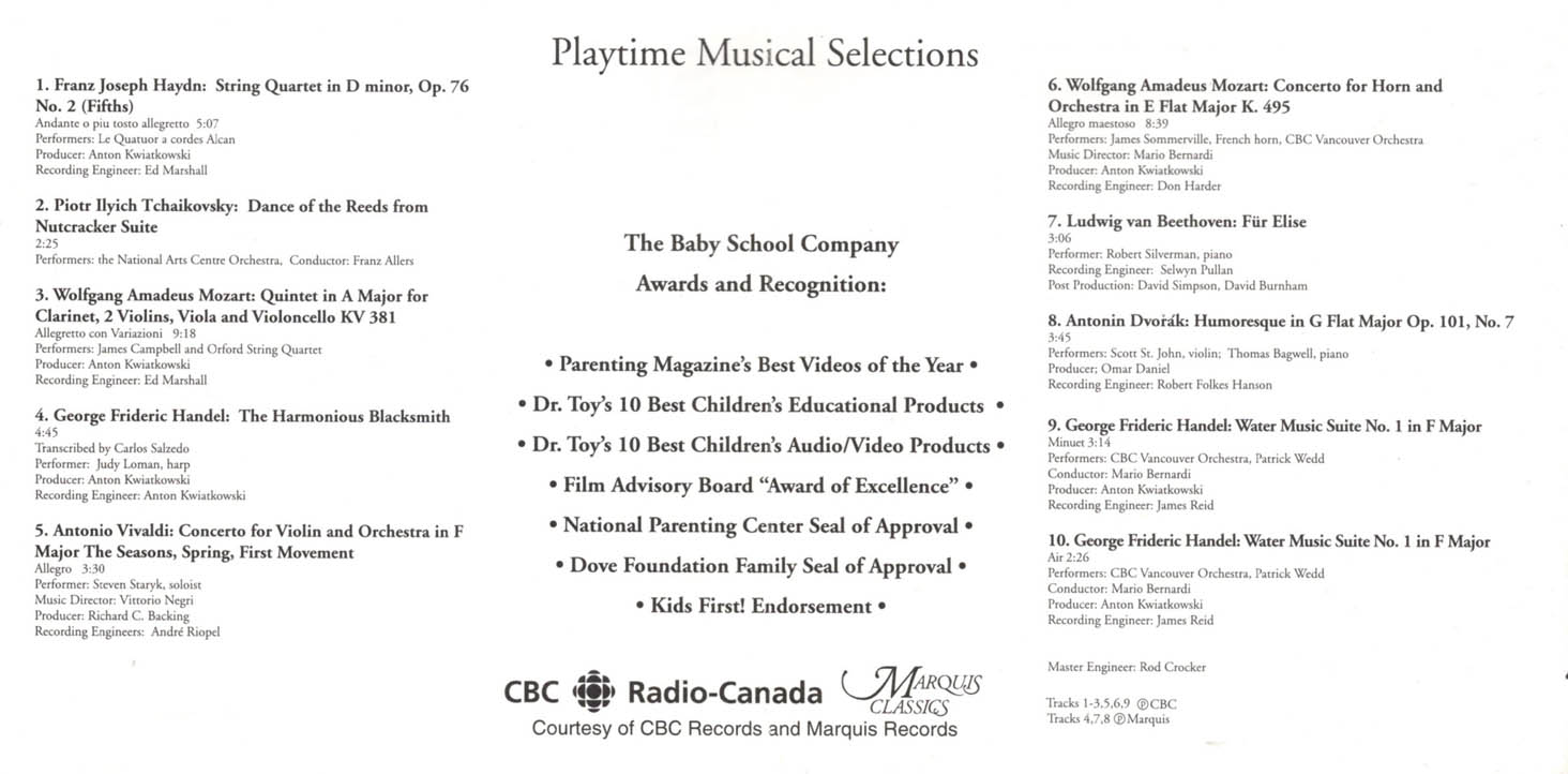 SMART MUSIC CLASSICAL MUSIC FOR BABIES PLAYTIME 1998 CD