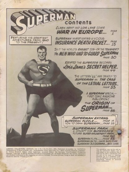 Superman, November 1974 - inside front cover