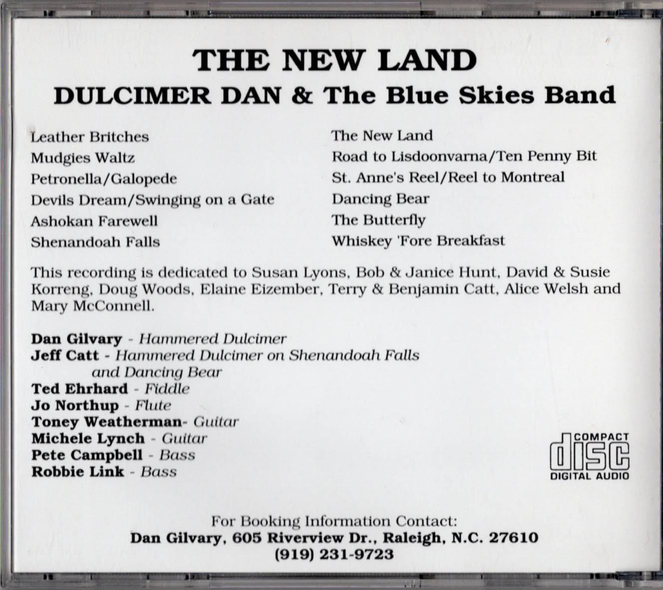THE NEW LAND Dulcimer Dan & The Blue Skies Band CD